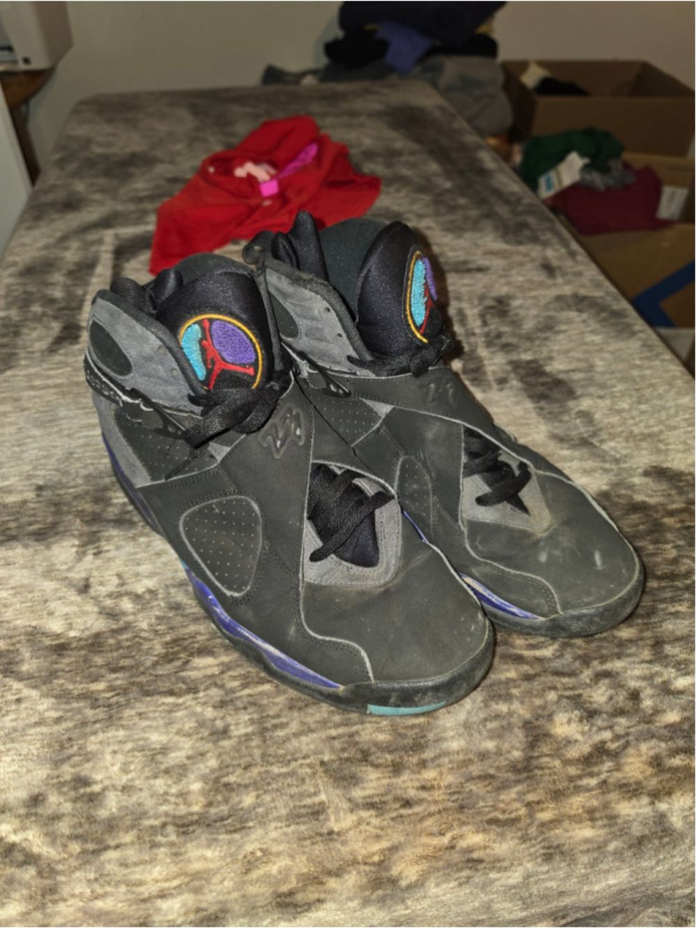 Air Jordan 8 Retro Aqua 2015 Men’s Size 10 Black Purple Teal 305381-025 Flawed